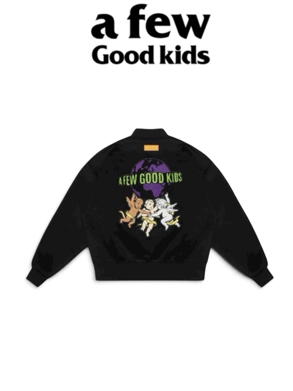 AFGK A FEW GOOD KIDS ANGELS COLLAGE BLACK VARSITY STADIUM JACKET DONCARE SIZE M